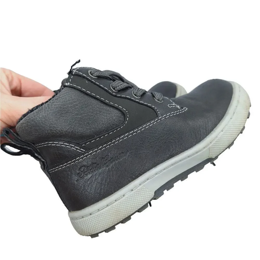 Eddie Bauer Marlon Lace Up Toddler Boots Boys 9 Leather Blend Side Zip Work